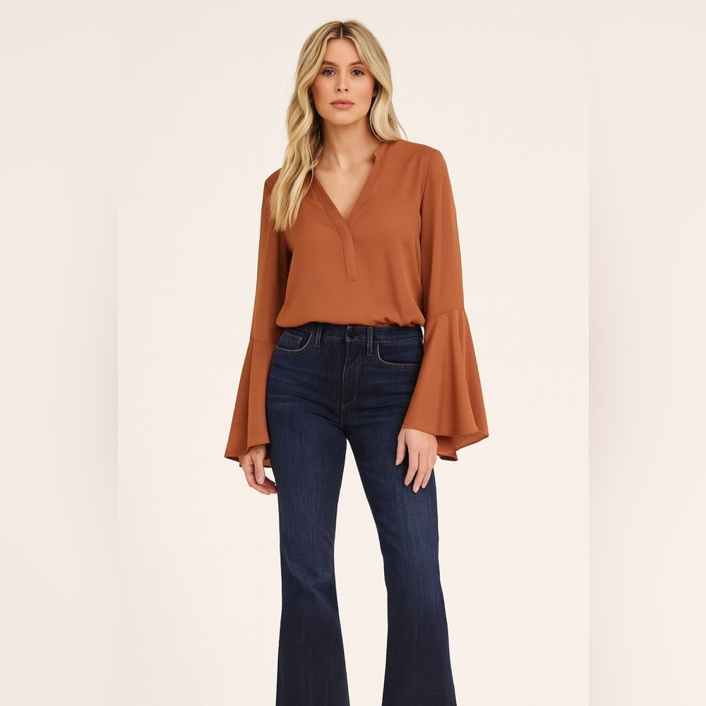 Lulu’s V Neck Boho Layered Flutter Open Sleeve Bl… - image 1